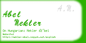 abel mekler business card